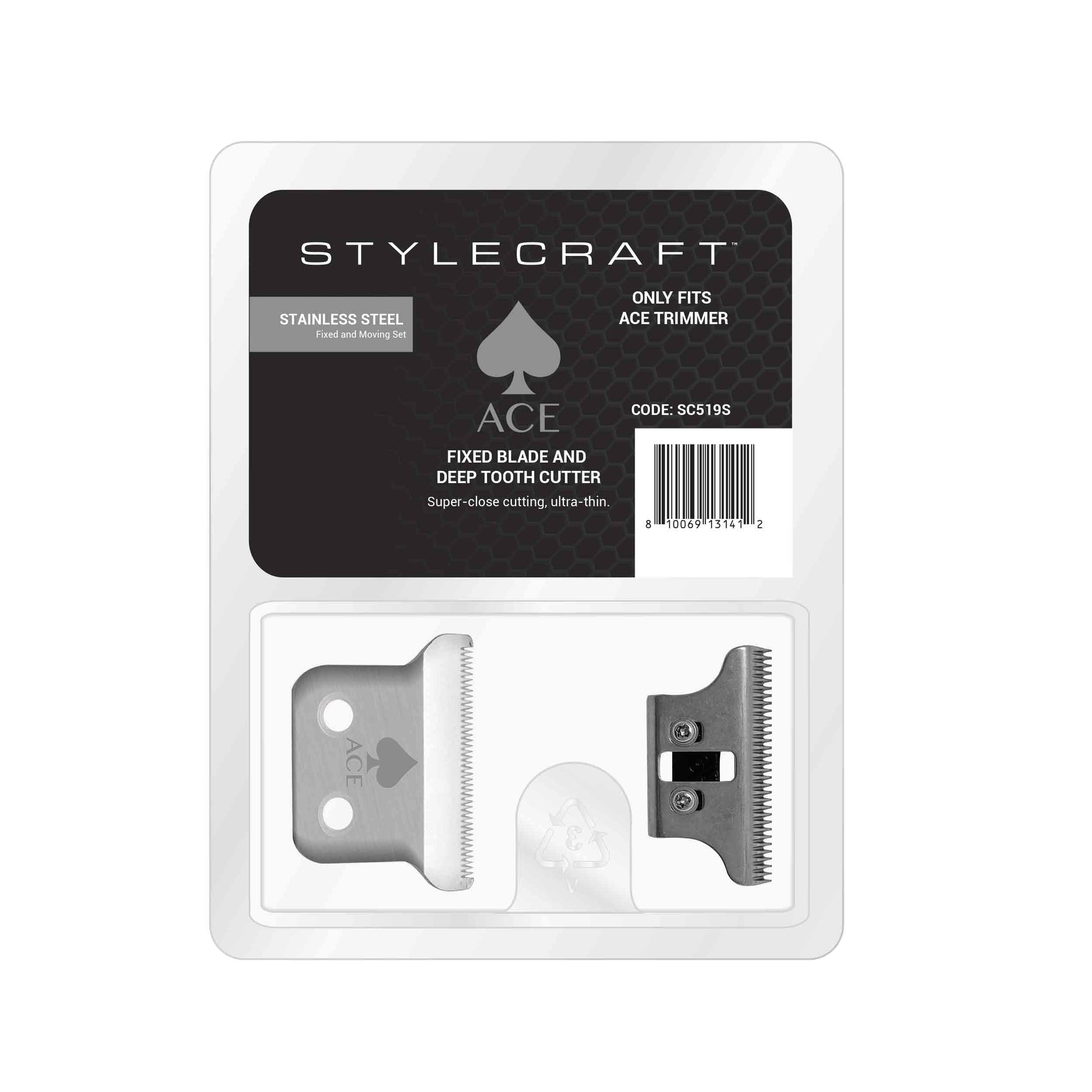 StyleCraft Japanese Stainless Steel Ace Trimmer Blade & Deep Tooth Cutter – Professional