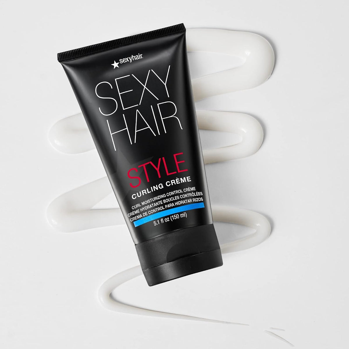 SexyHair Style Curling Creme Curl Moisturizing Control Creme — tube lying on a swirl of the creme