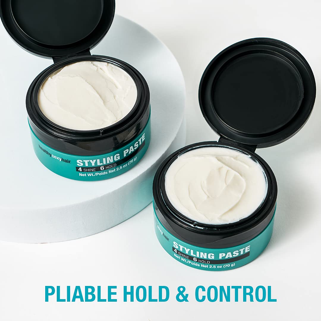 SexyHair Healthy Styling Paste Texture Paste — two open jars showing the white paste texture