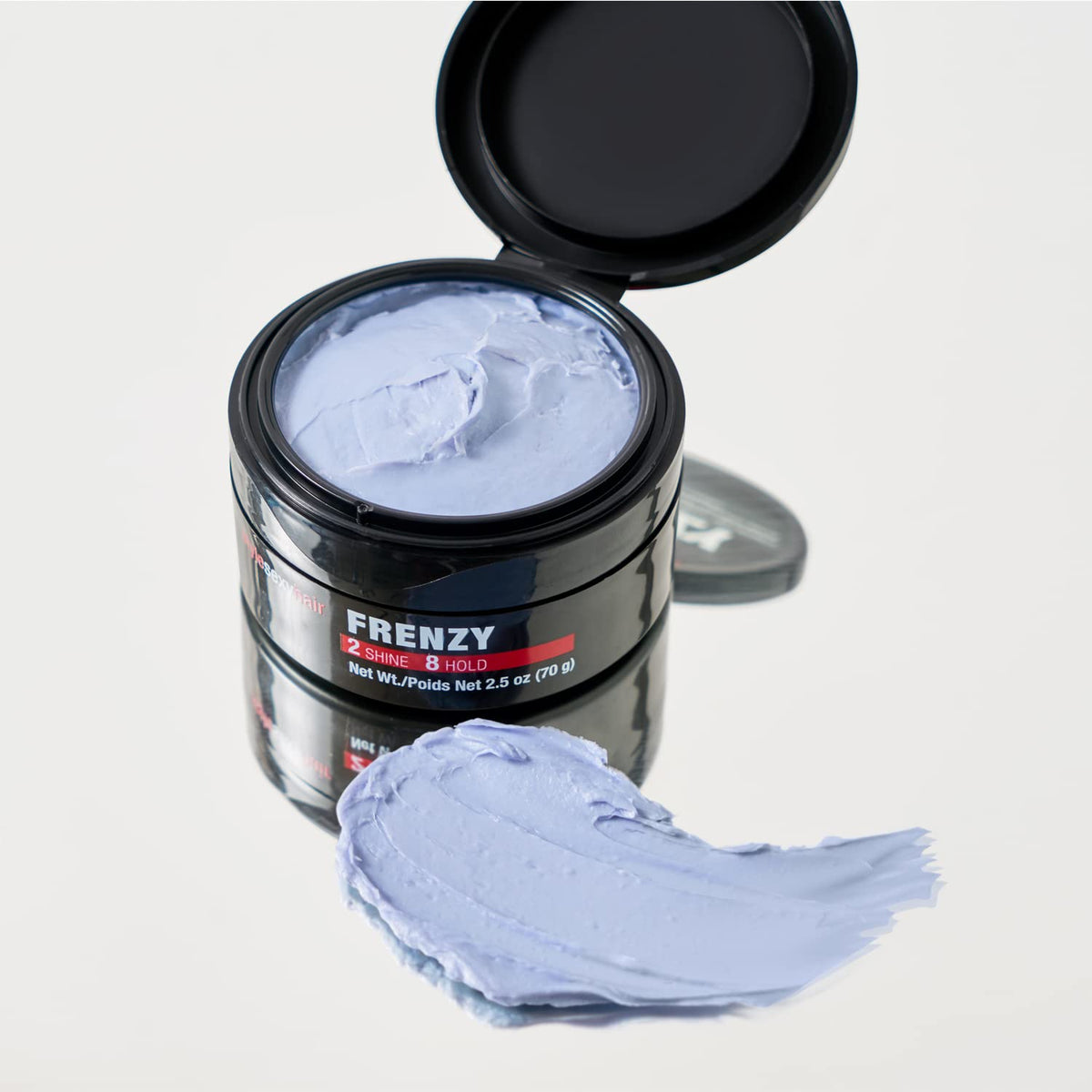 SexyHair Style Frenzy Matte Texturizing Paste — open 2.5 oz jar showing the paste texture, same livery as the live packshot