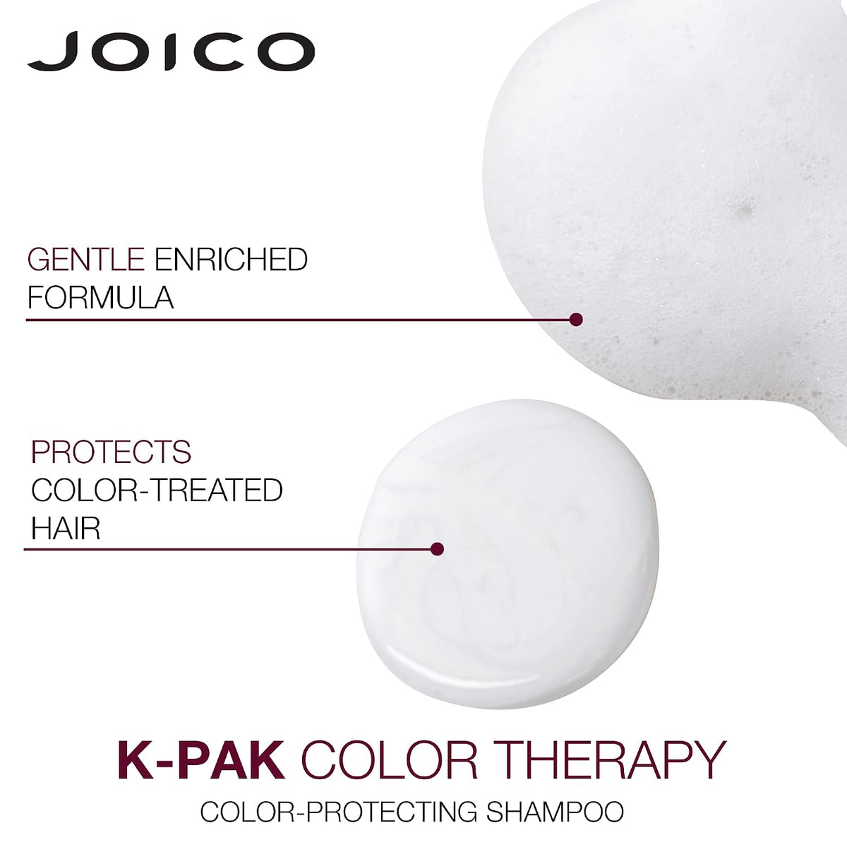 Joico K-PAK Color Therapy Shampoo & Conditioner Duo — shampoo lather swatch — gentle enriched formula, protects color-treated hair
