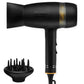 Hot Tools Black Gold QuietAir power dryer shown with its curl diffuser attachment