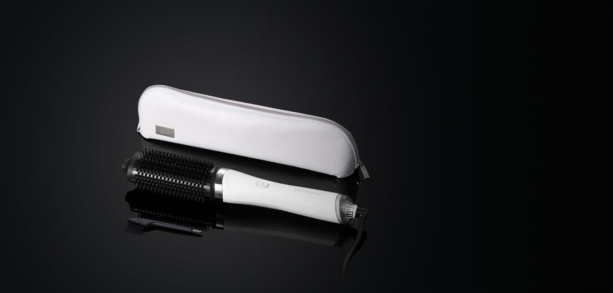 GHD – Duet Blowdry 2-in-1 Hair Dryer Brush – White — white brush with its storage case