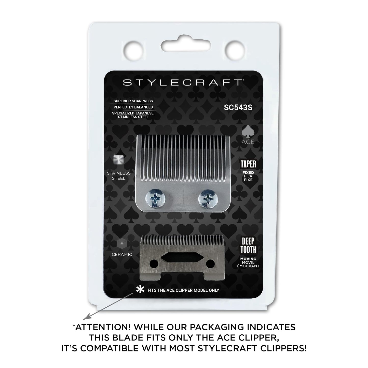StyleCraft Japanese Stainless Steel Taper Clipper Blade & Ceramic Cutter – Professional