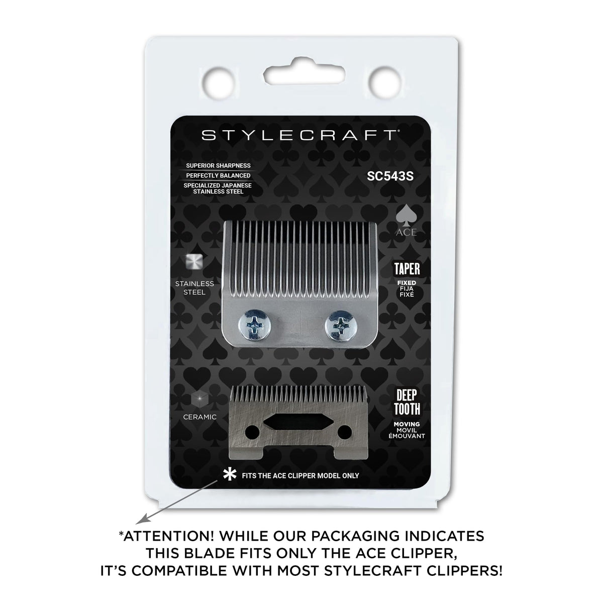StyleCraft Japanese Stainless Steel Taper Clipper Blade & Ceramic Cutter – Professional