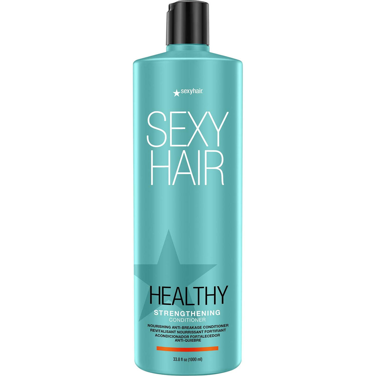 SexyHair Healthy Strengthening Conditioner — current-livery 33.8 fl oz (1000 ml) teal bottle with orange stripe, plain white background