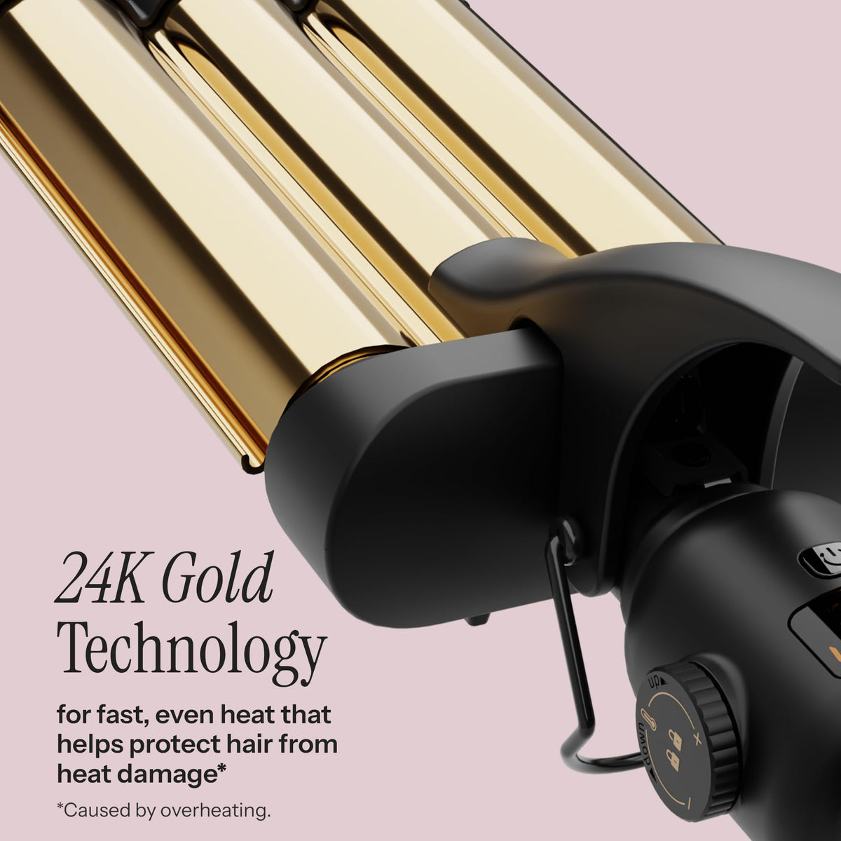 24K Gold technology barrel detail on the Hot Tools 3 barrel waver