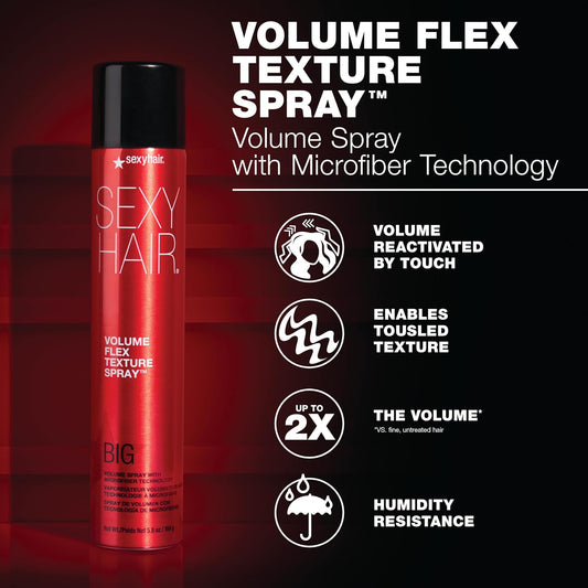 SexyHair Big Volume Flex Texture Spray — 164 g can with microfiber-technology volume claims
