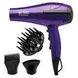 Hot Tools Professional Turbo Ceramic Ionic Salon Dryer in purple with finger diffuser, styling pik and concentrator