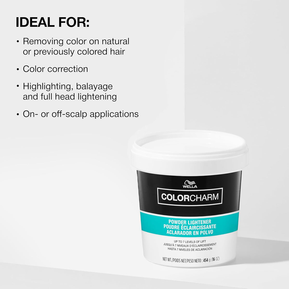 Wella Professionals Color Charm Powder Lightener — ideal uses: colour removal, correction, highlighting, balayage, on- and off-scalp