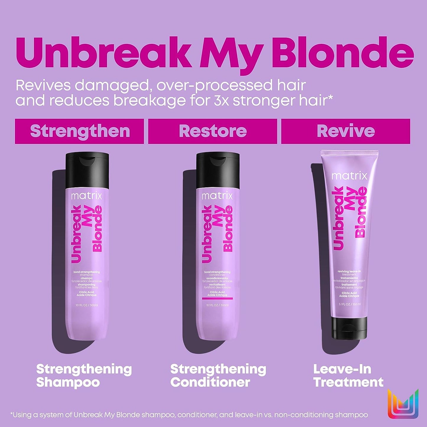 Matrix Unbreak My Blonde Bond Strengthening Shampoo – Sulfate-Free, Citric Acid Infused, Vegan