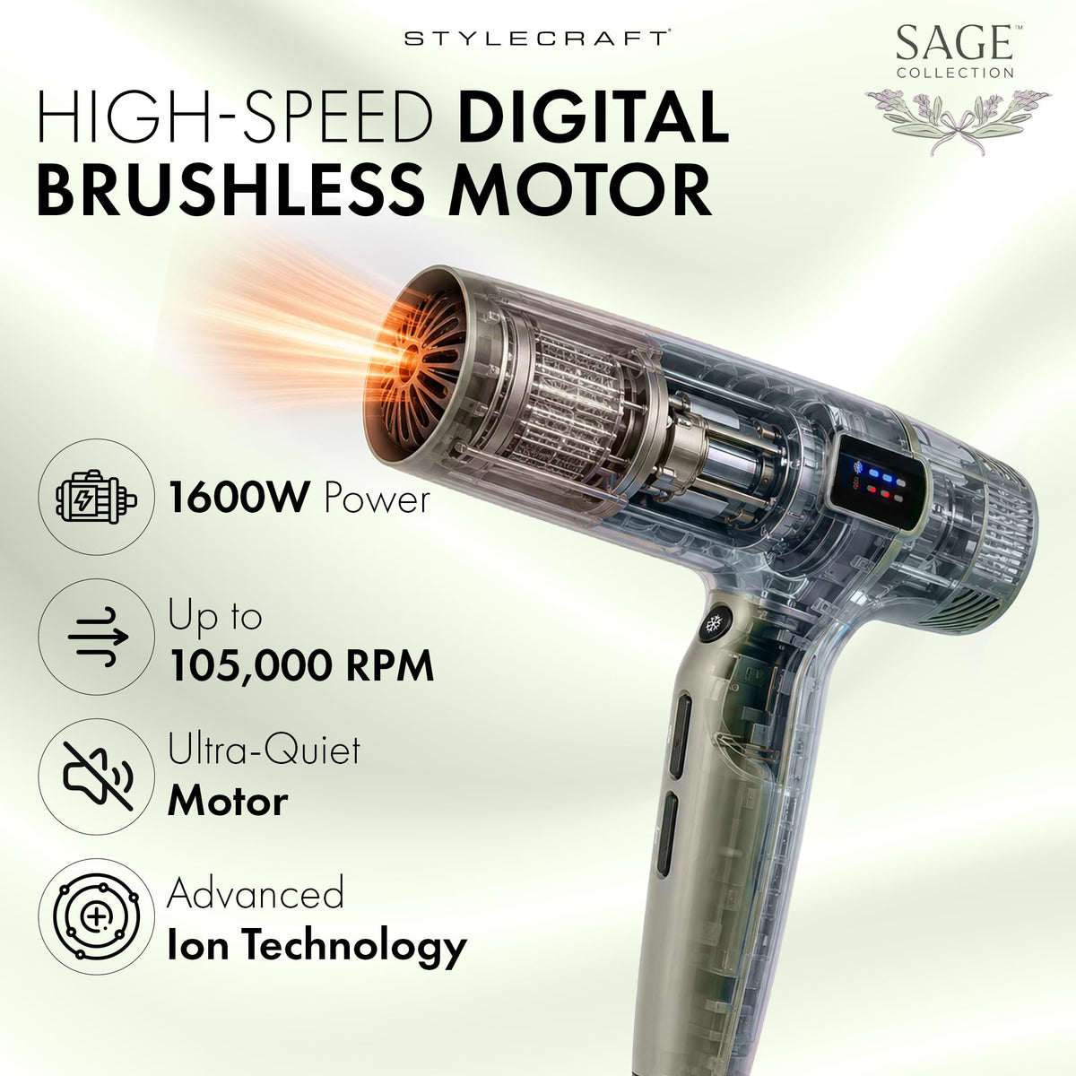 StyleCraft Sage Professional Hair Dryer – Professional