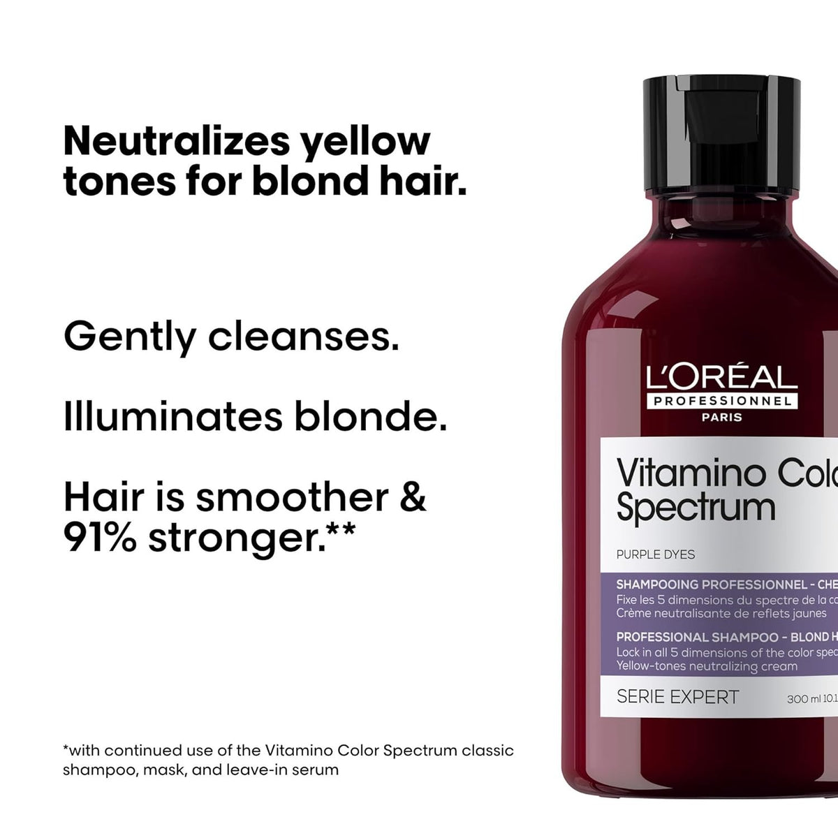 L’Oréal Professionnel Vitamino Color Spectrum Purple Shampoo – Anti-Brass Toning for Blonde & Highlighted Hair