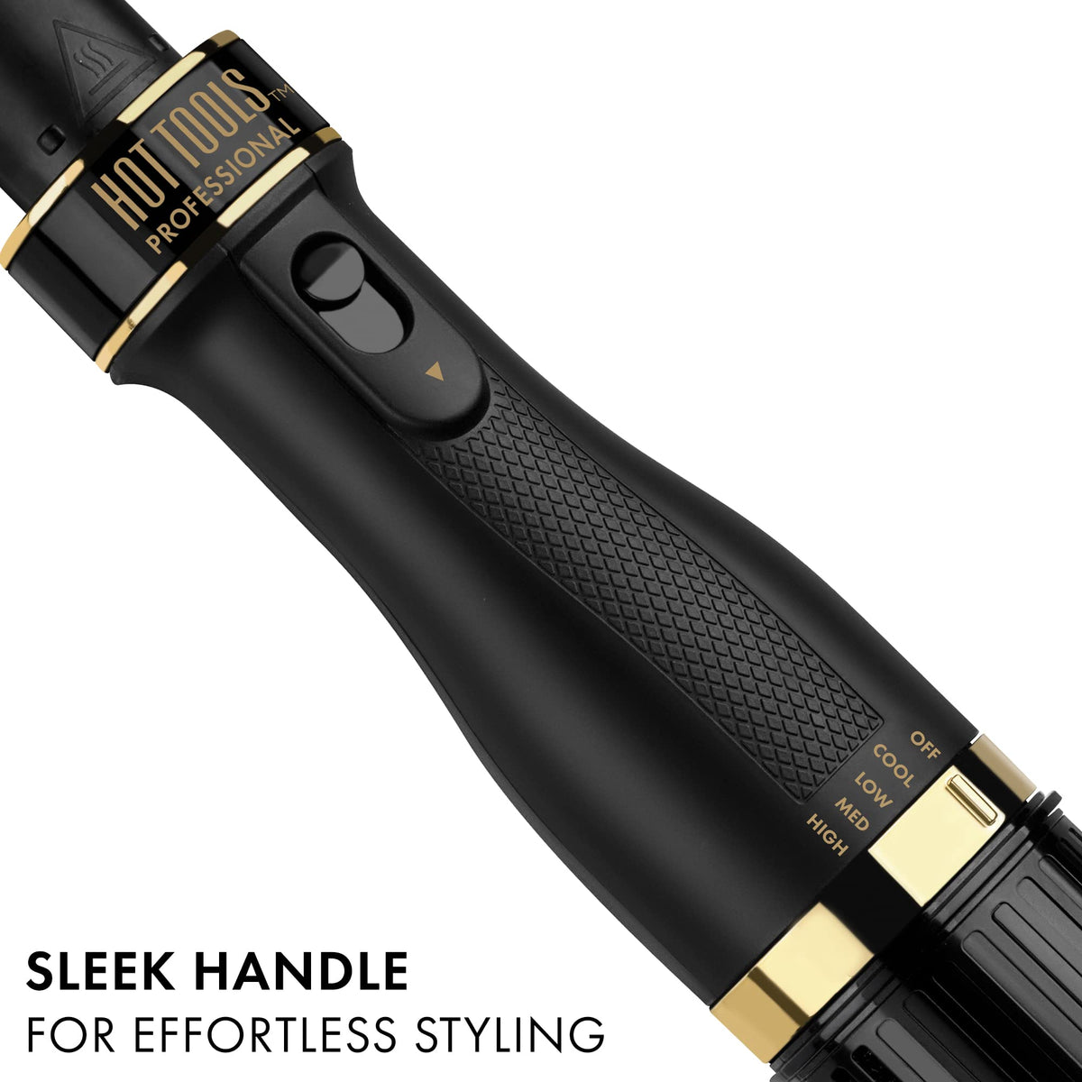 Slim handle and OFF / COOL / LOW / MED / HIGH switch on the Hot Tools 24K Gold one-step small blowout