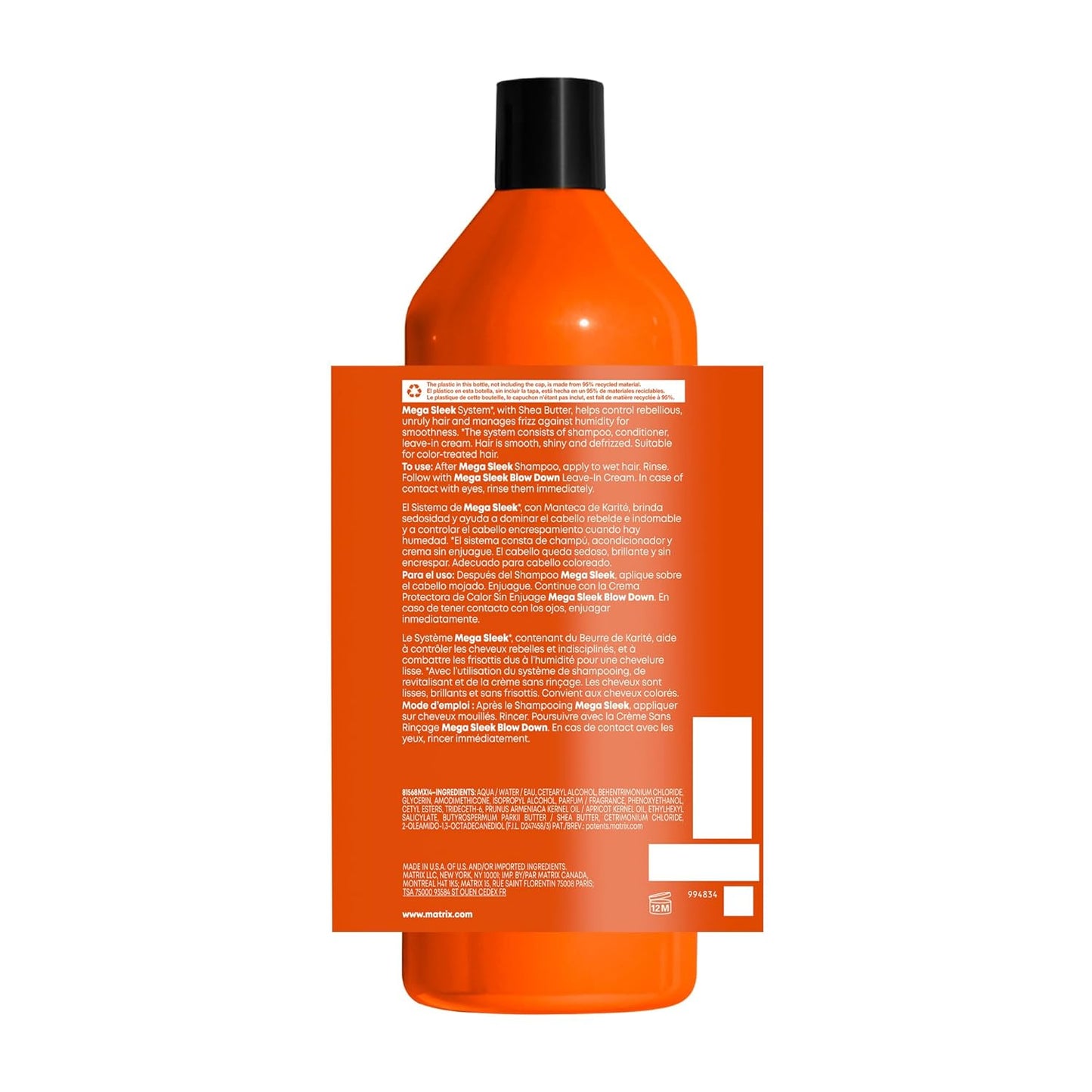 Matrix Total Results Mega Sleek Conditioner – Anti-Frizz, Smoothing, and Hydrating Formula with Shea Butter