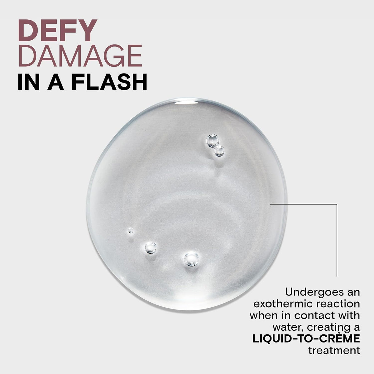 Joico Defy Damage In a Flash — liquid-to-creme exothermic reaction graphic