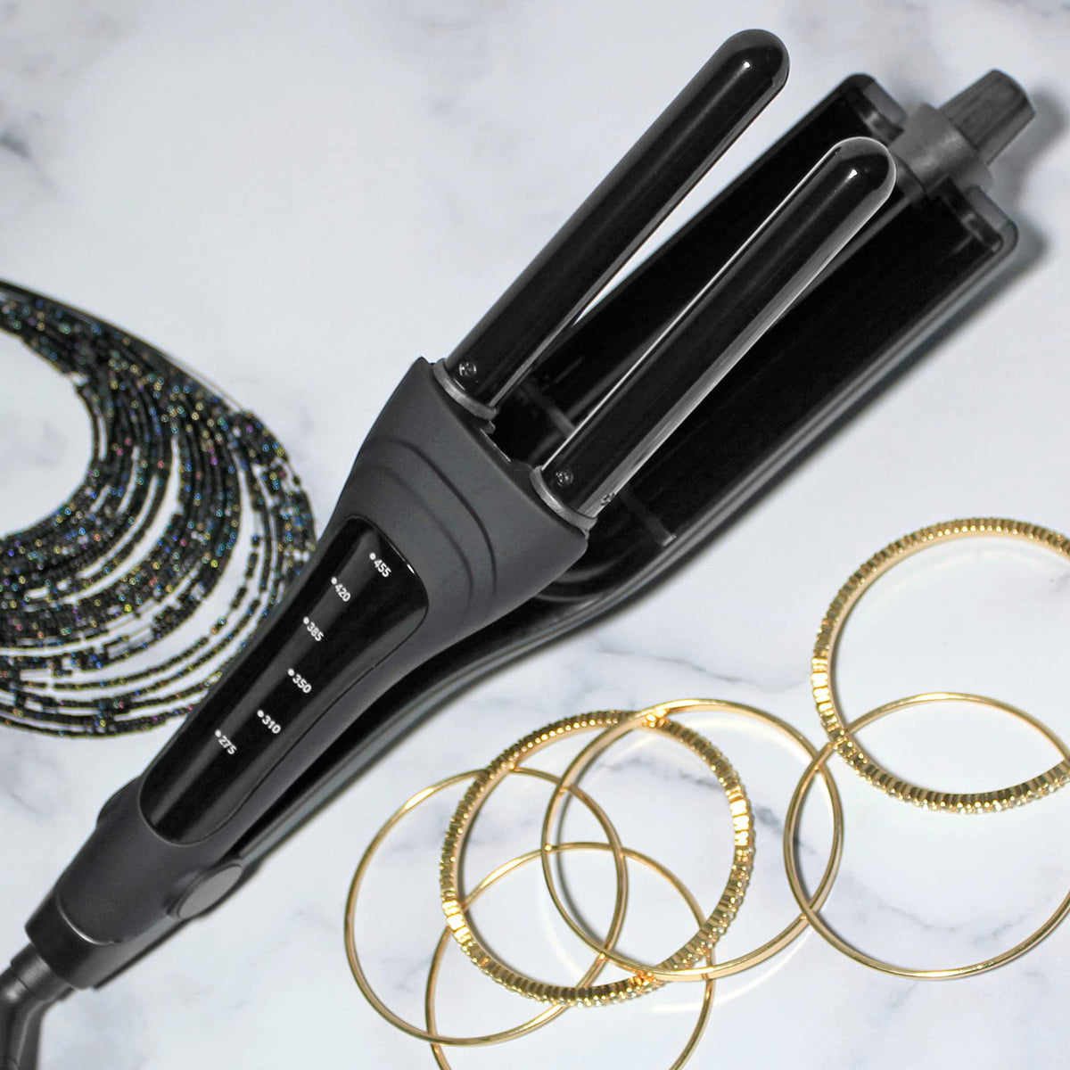 Hot Tools Black Gold adjustable multi-waver, barrels closed