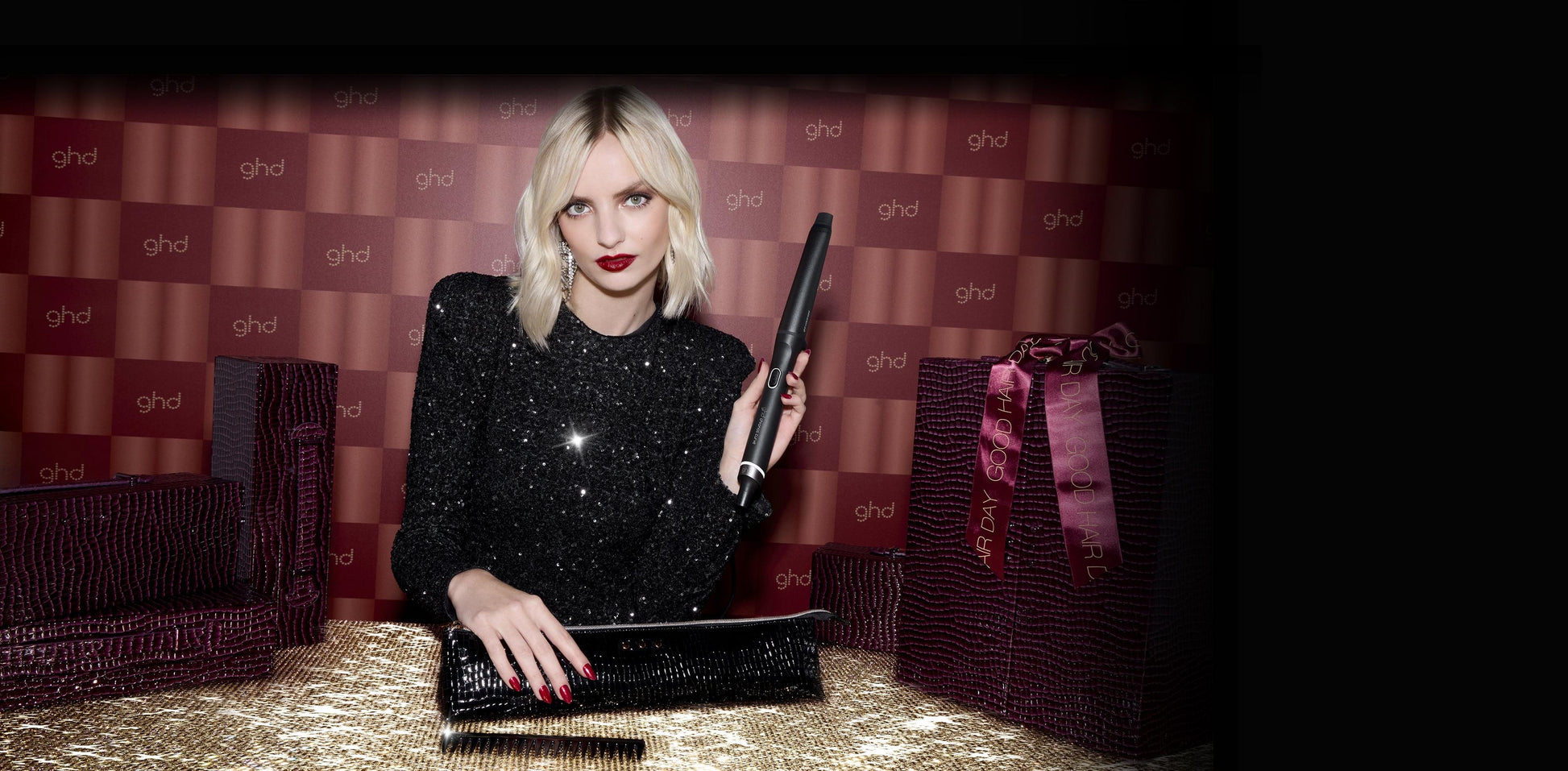 GHD – Chronos Curve Conical Wand Festive Gift Set – Black