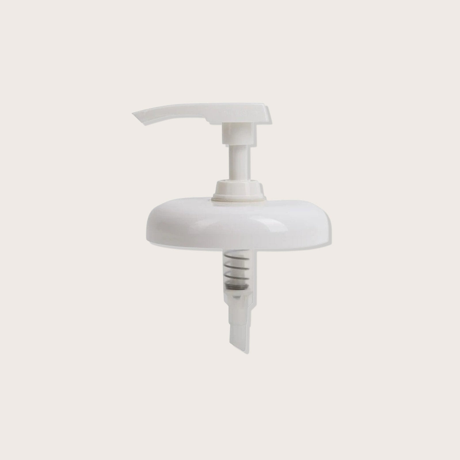 Matrix mask pump — white plastic wide-collar dispensing pump for a 500 ml masque jar, shown upright on a plain background