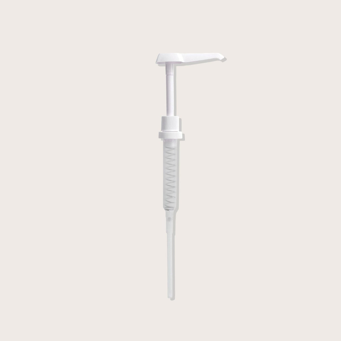 Matrix gallon bottle pump — white plastic long-stem dispensing pump shown upright on a plain background
