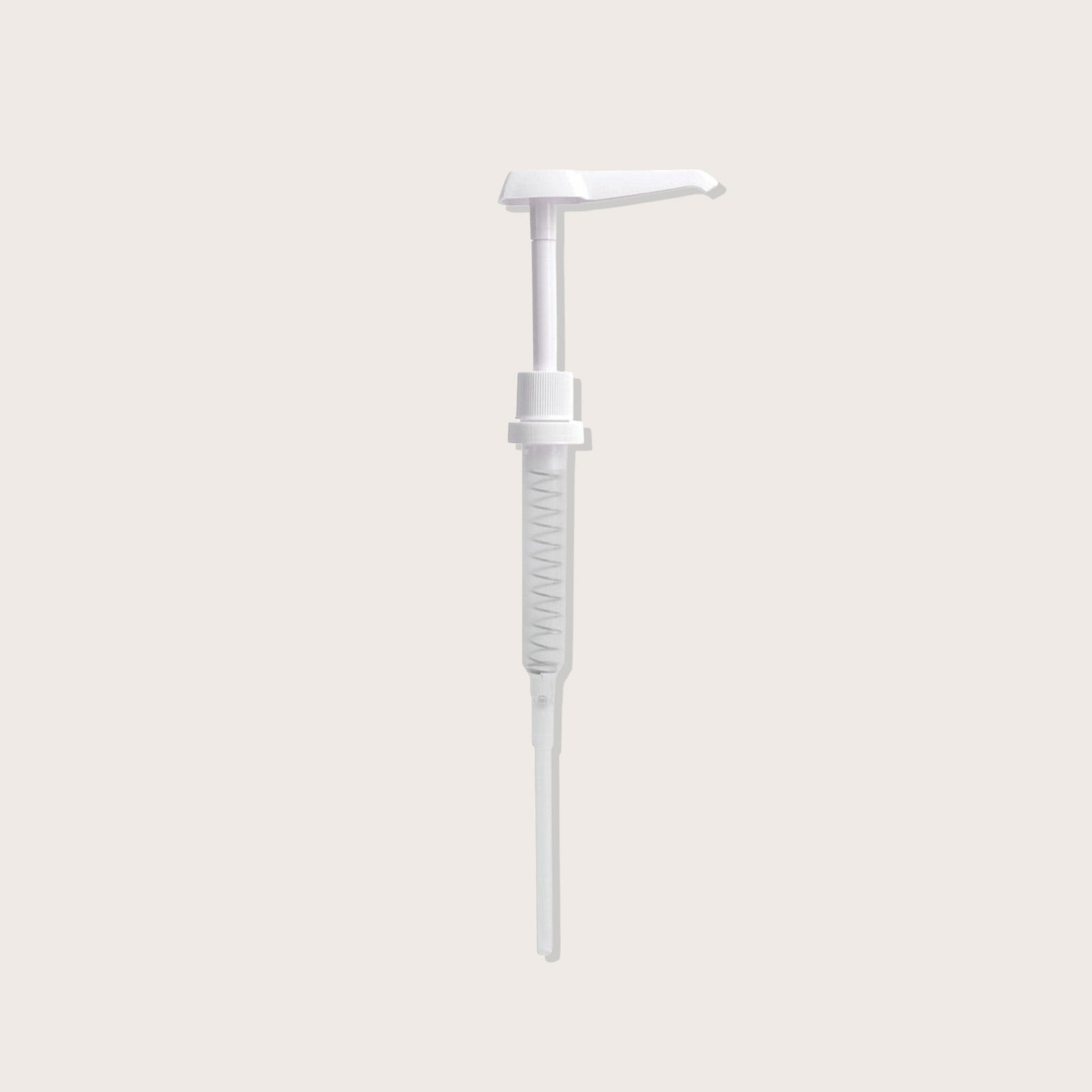 Matrix gallon bottle pump — white plastic long-stem dispensing pump shown upright on a plain background