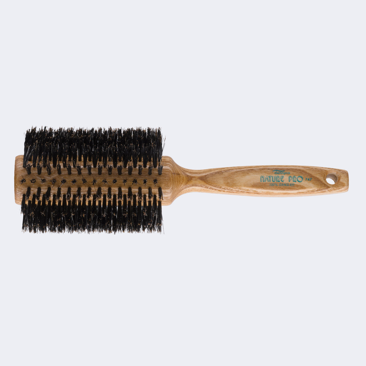 DANNYCO NATURE PRO CIRCULAR OAK WOOD BRUSH WITH BOAR BRISTLES, JUMBO, TWENTY ROWS