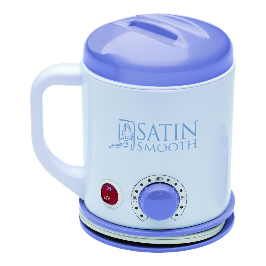 Satin Smooth Select-A-Temp Compact Wax Warmer — three-quarter view with handle, dial and lid