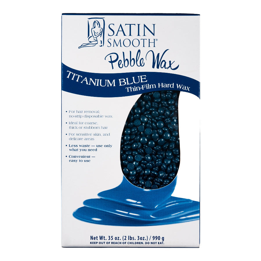 Satin Smooth™ Pebble WAX Titanium BLUE THIN HARD WAX — official brand studio product shot