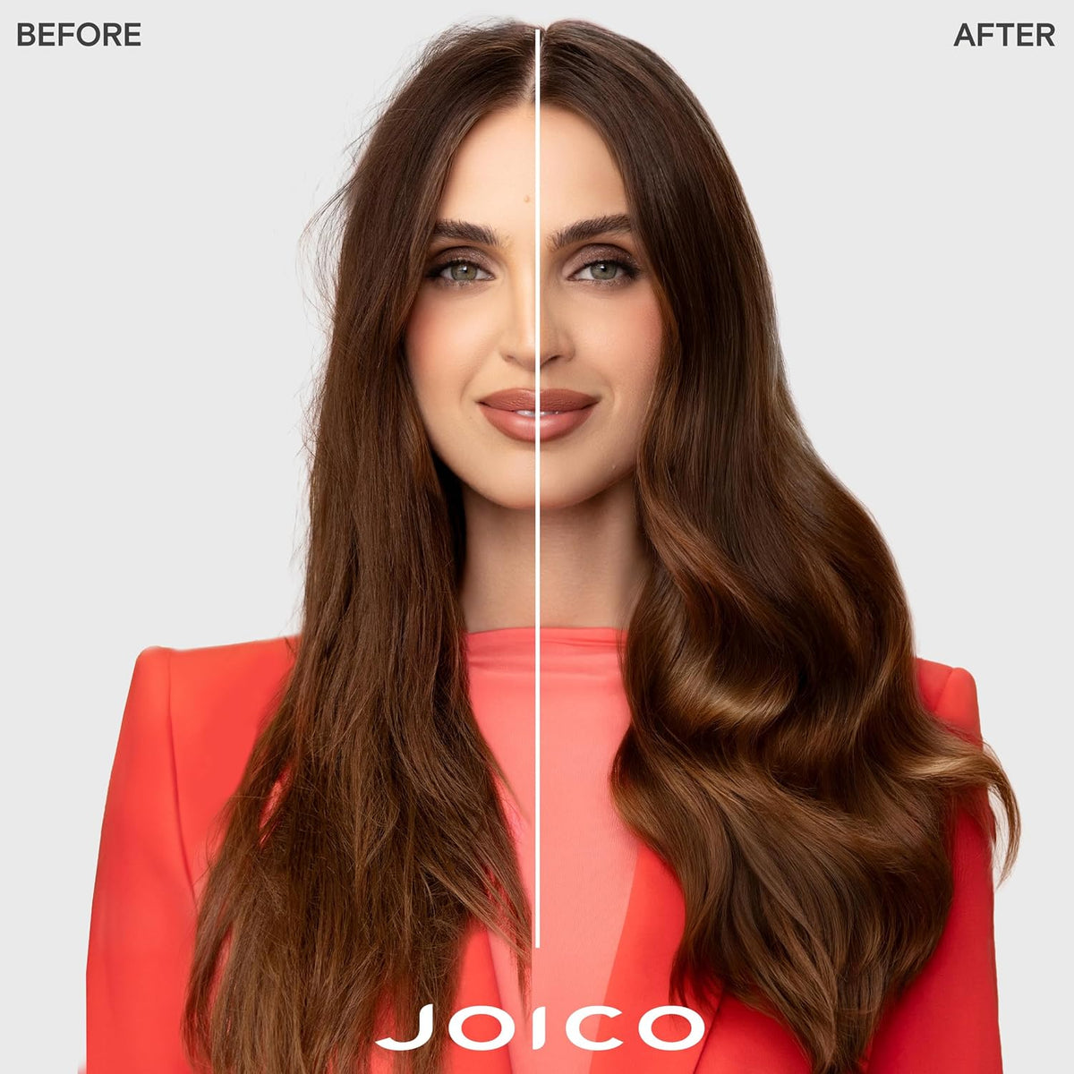 Joico YouthLock Conditioner — before-and-after model result, Joico brand frame