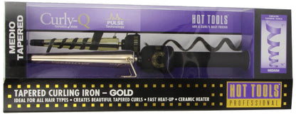 Hot Tools 1/2"-1" Tapered Curling Iron Medium — 24K gold tapered curling iron in its Hot Tools retail package