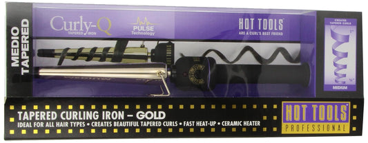 Hot Tools 1/2"-1" Tapered Curling Iron Medium — 24K gold tapered curling iron in its Hot Tools retail package