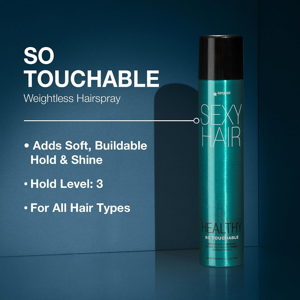 SexyHair Healthy So Touchable Weightless Hairspray — can with soft buildable hold and hold-level claims