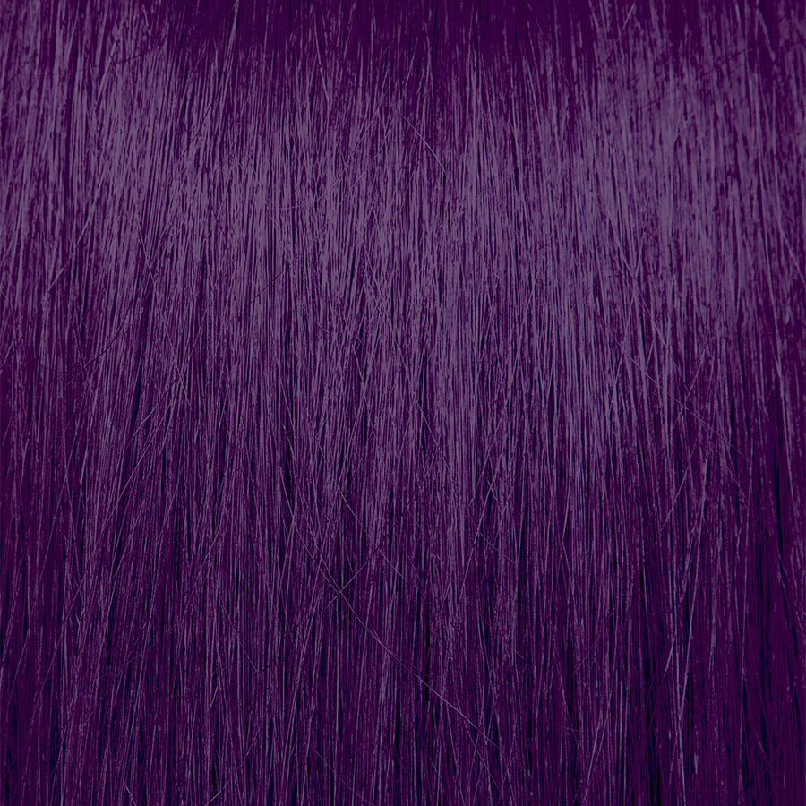 Pravana ChromaSilk Vivids Semi-Permanent Hair Color — shade Violet Fume (Smokey Violet), hair swatch showing the finished tone