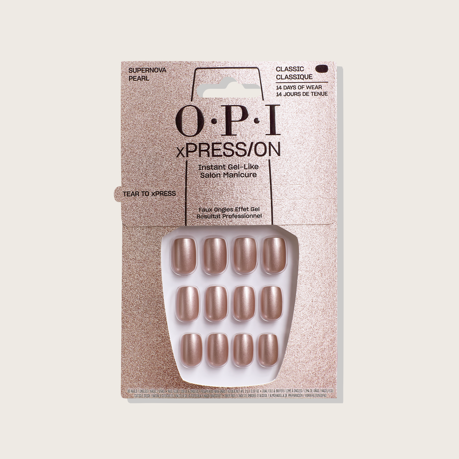OPI xPRESS/ON Supernova Pearl – Frosty Brown Metallic Press-On Nails