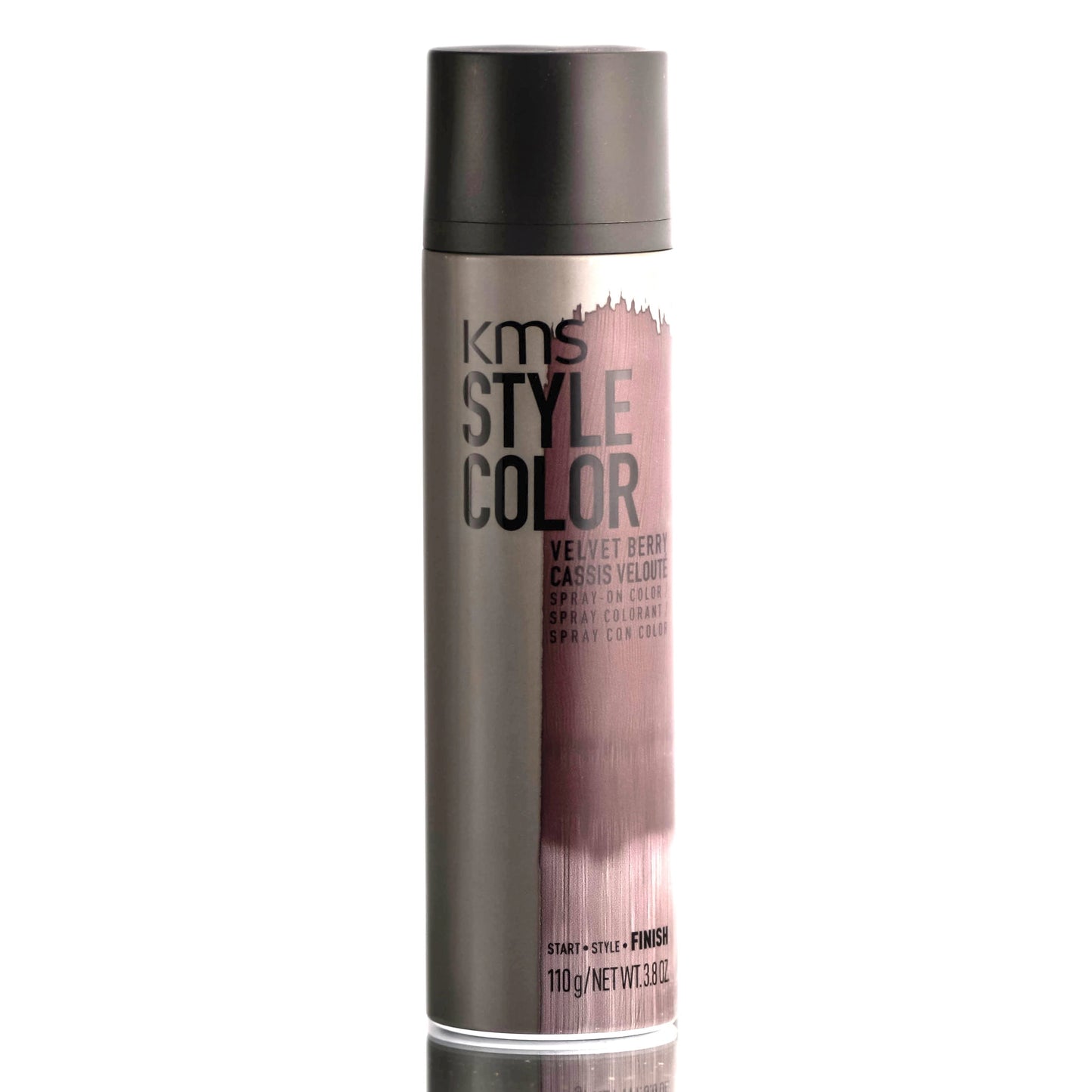 KMS Style Color Velvet Berry — 150 ml / 110 g (3.8 fl oz) temporary spray-on hair colour can, front label