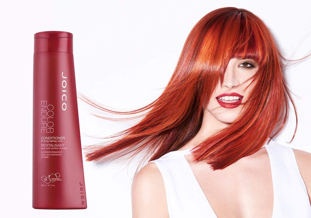Joico Color Endure Conditioner — 300 ml bottle shown with a red-haired model, Joico campaign frame