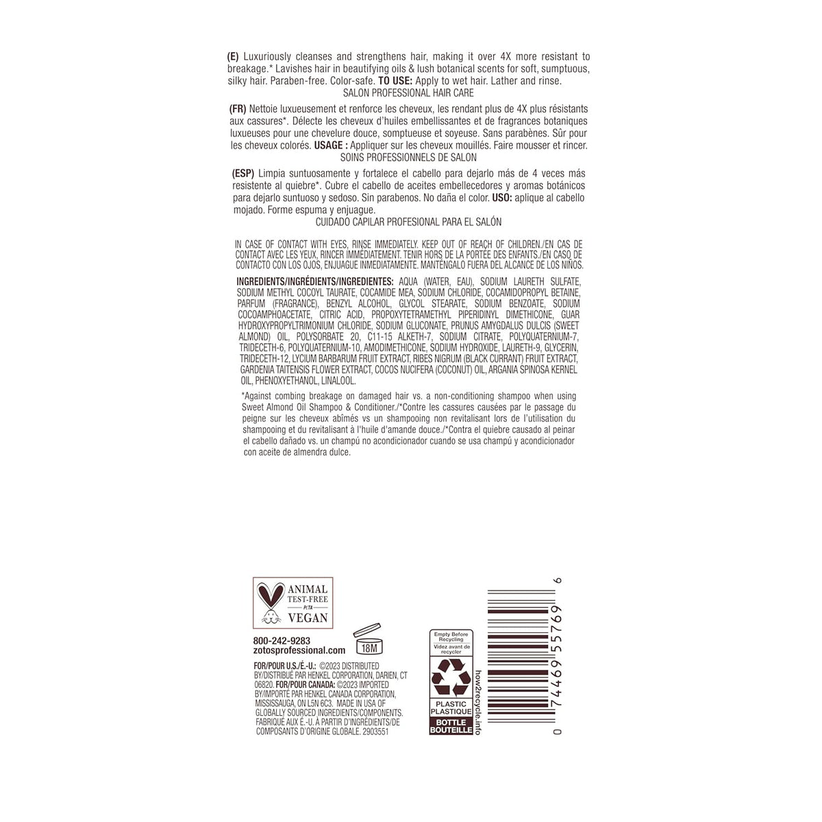 Bain de Terre Long and Healthy Shampoo — product back label with ingredients and directions