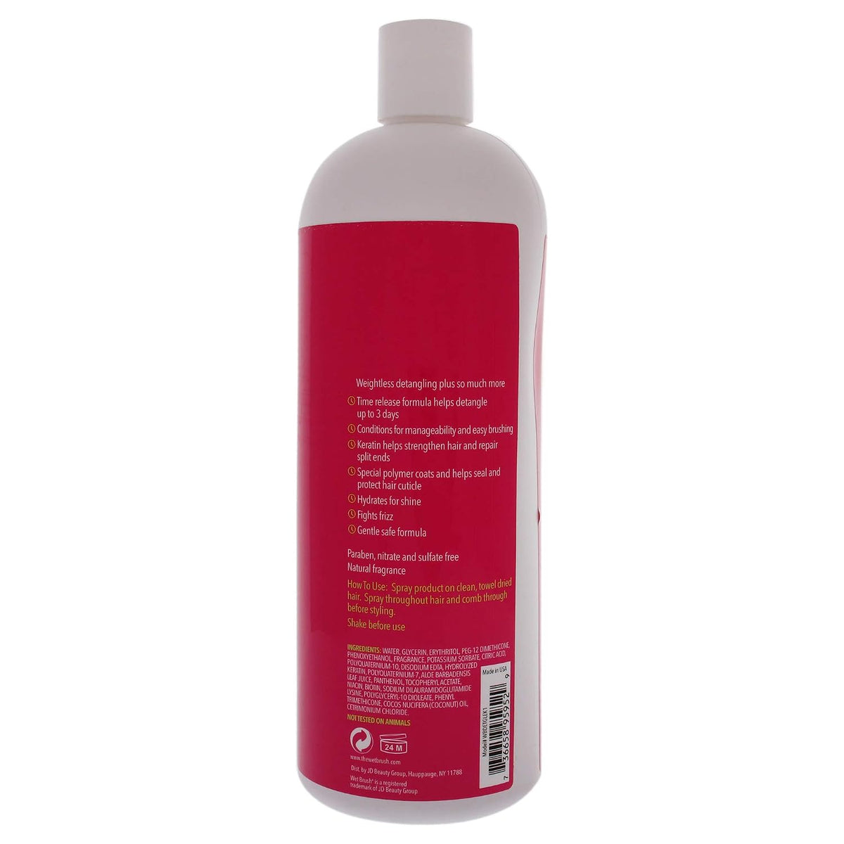 Wetbrush Time Release Detangler for Kids — 1 L bottle, back label with ingredients and directions