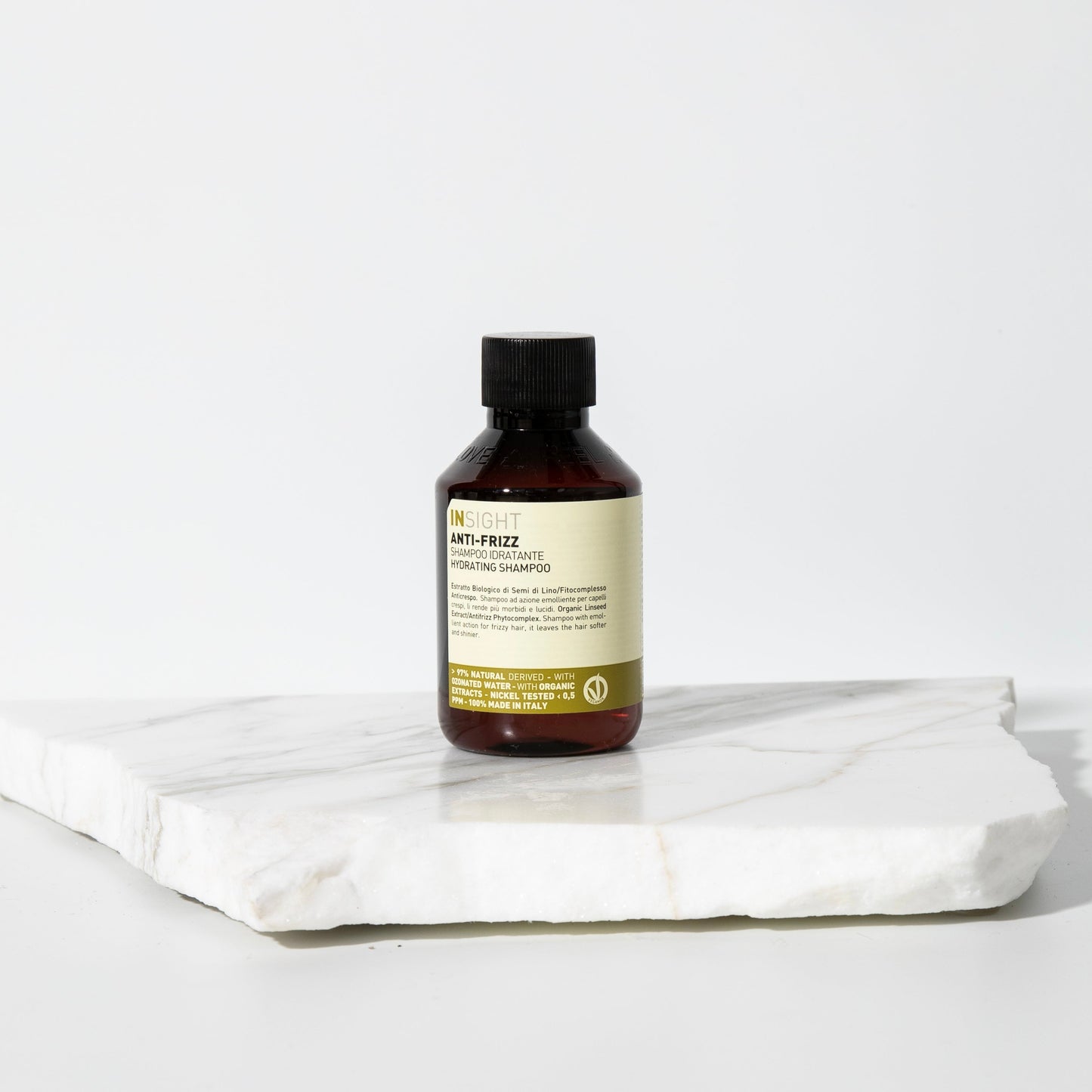 Insight Anti-Frizz Hydrating Shampoo 100 ml — amber 100 ml bottle with black cap and cream front label, official brand packshot