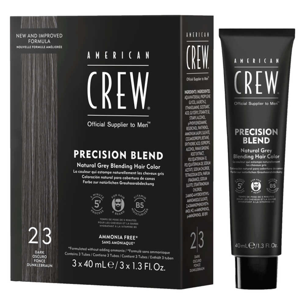 American Crew Precision Blend — 2-3 Dark box with one 40 ml tube, plain white background