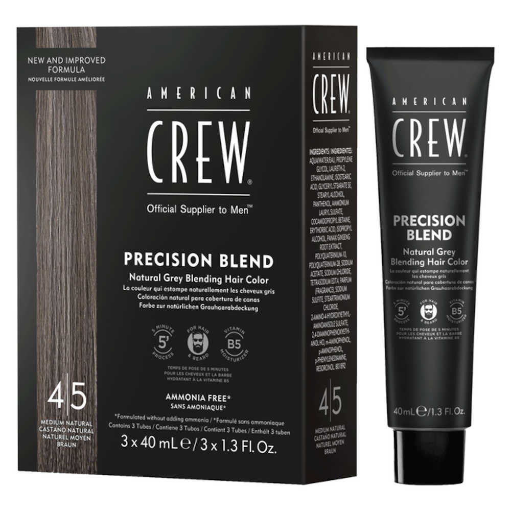 American Crew Precision Blend — 4-5 Medium Natural box with one 40 ml tube, plain white background