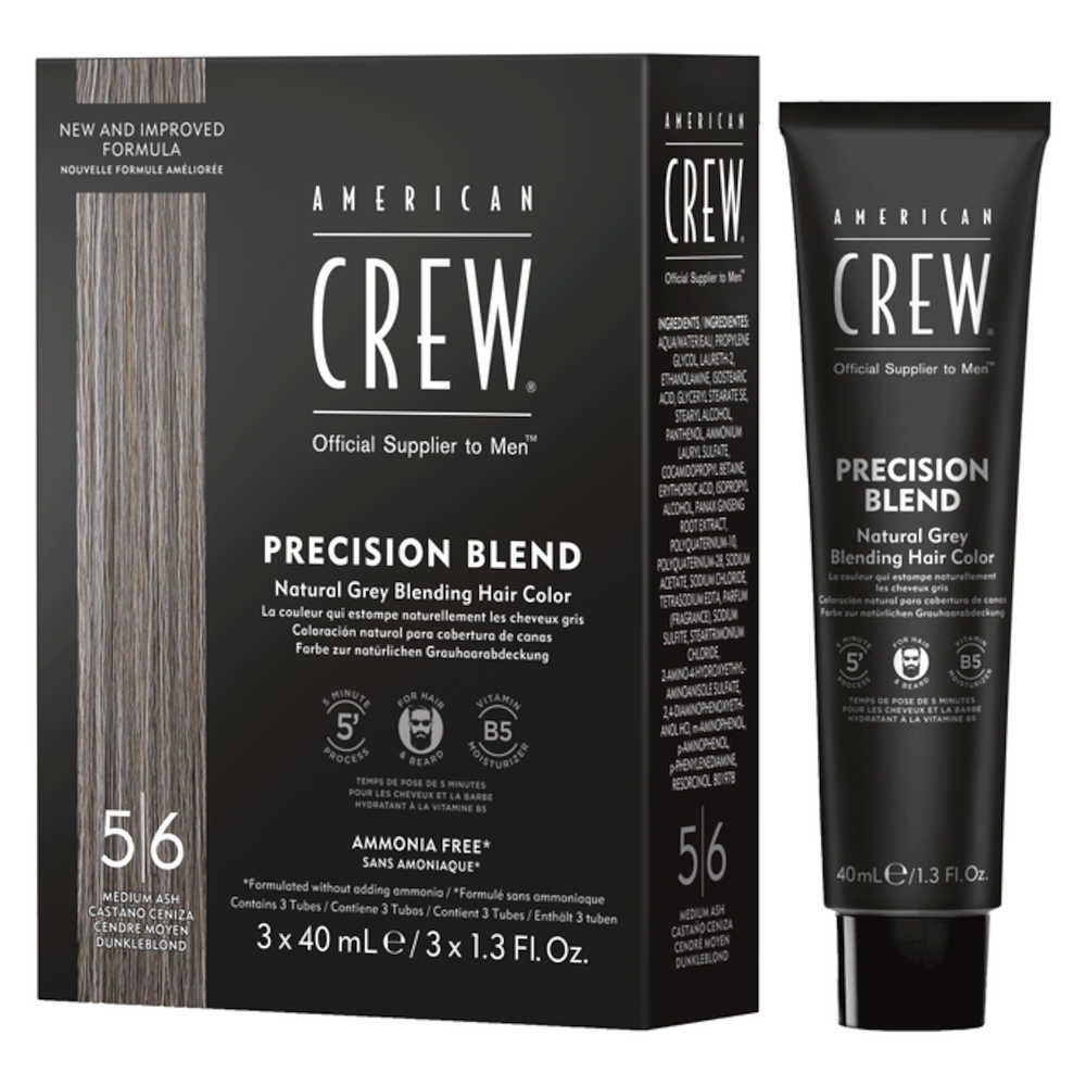 American Crew Precision Blend — 5-6 Medium Ash box with one 40 ml tube, plain white background