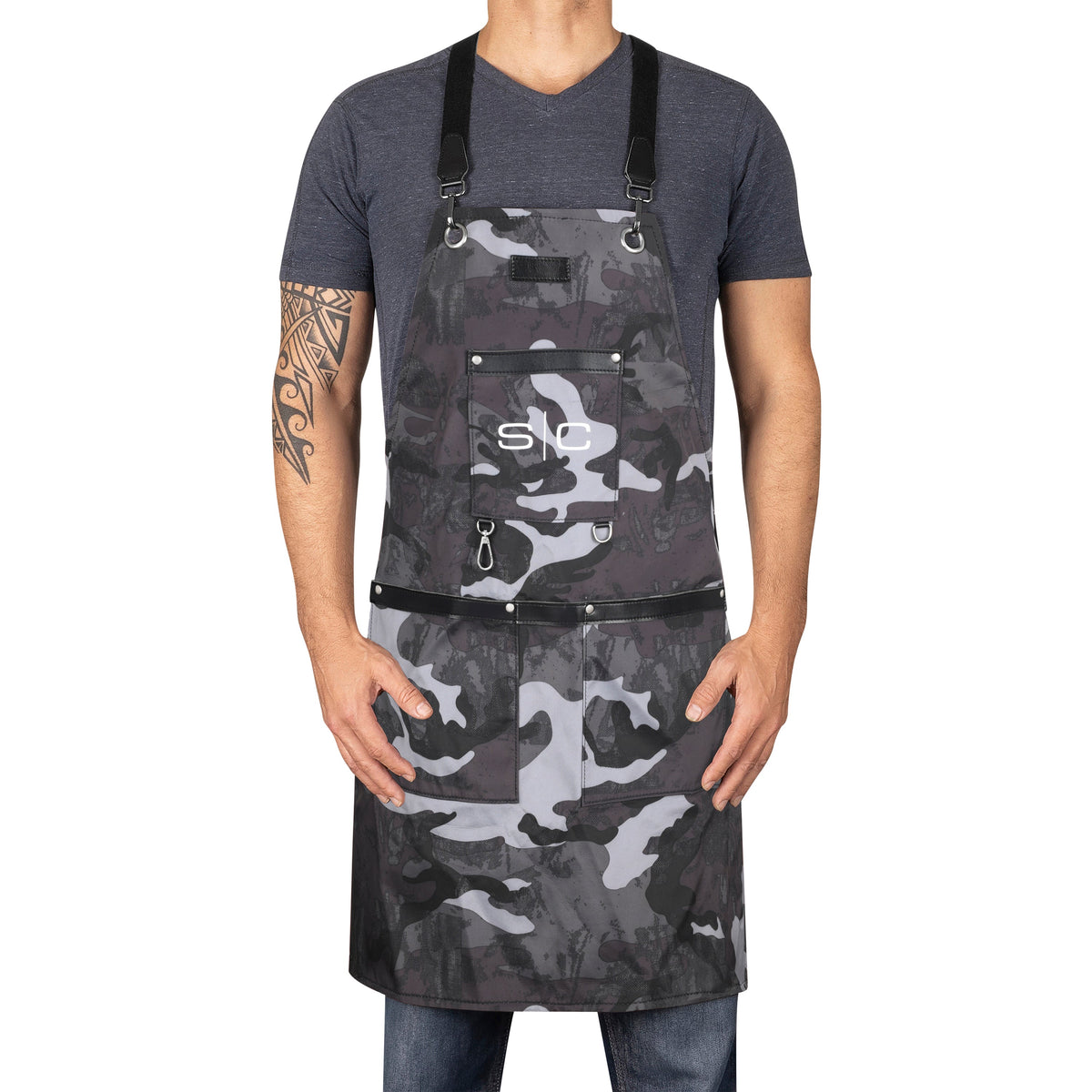 StyleCraft Studio Waterproof Barber & Salon Apron – Black Camo