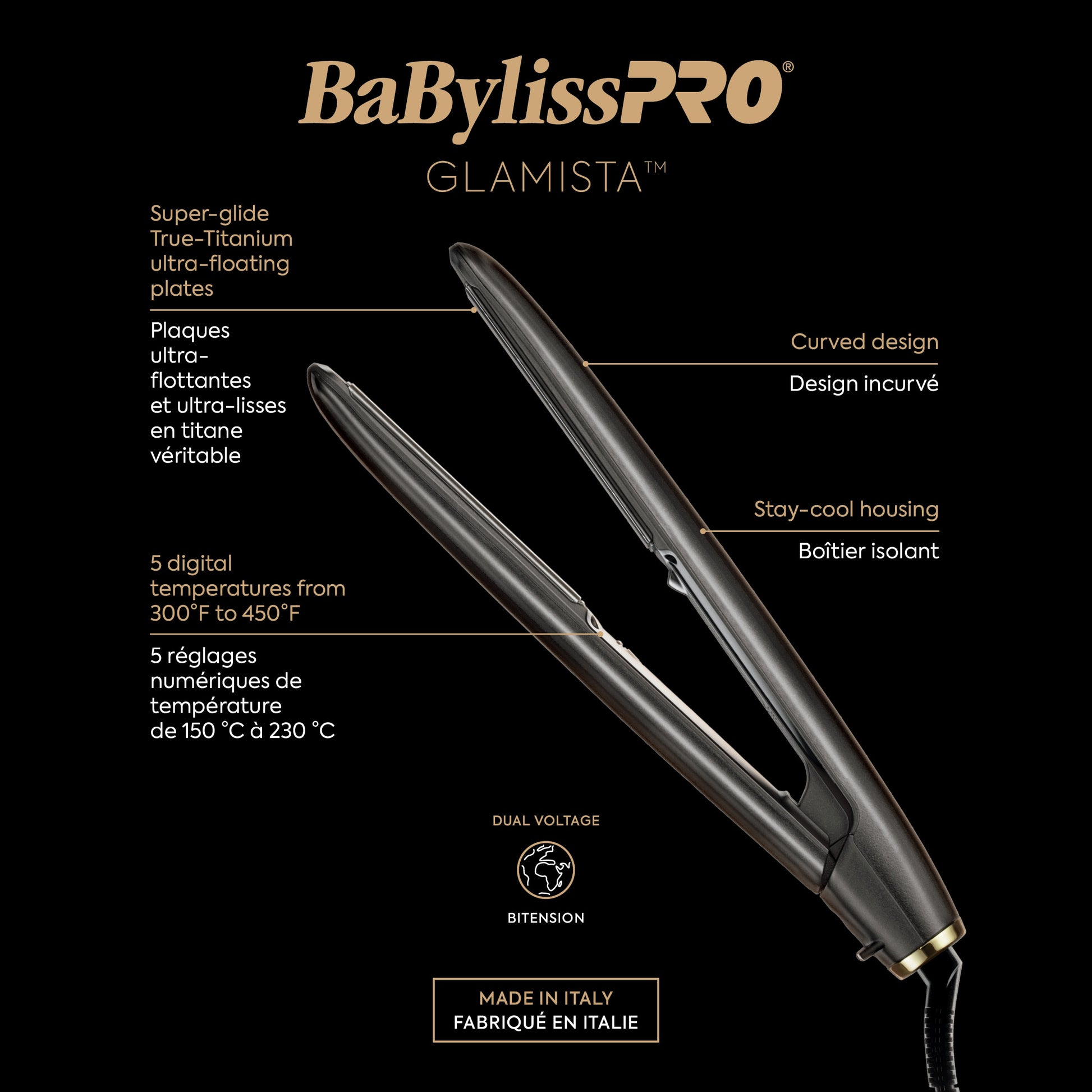 BaBylissPRO Glamista Advanced Professional Ionic Flat Iron – 1 Inch