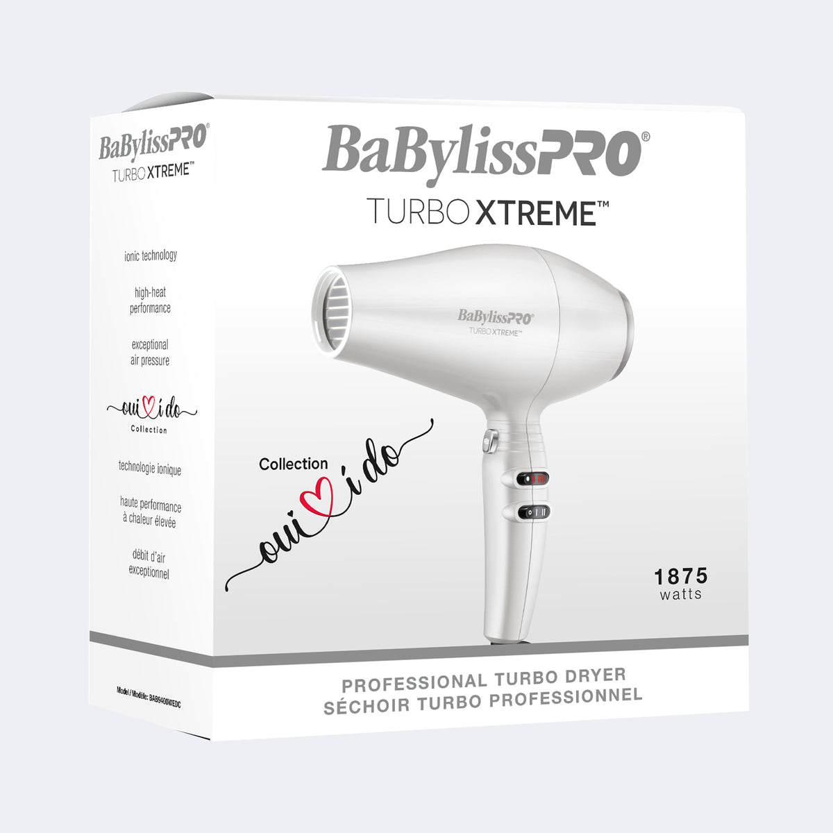 BaBylissPRO Turbo Xtreme Ionic Hairdryer – 1875 Watts