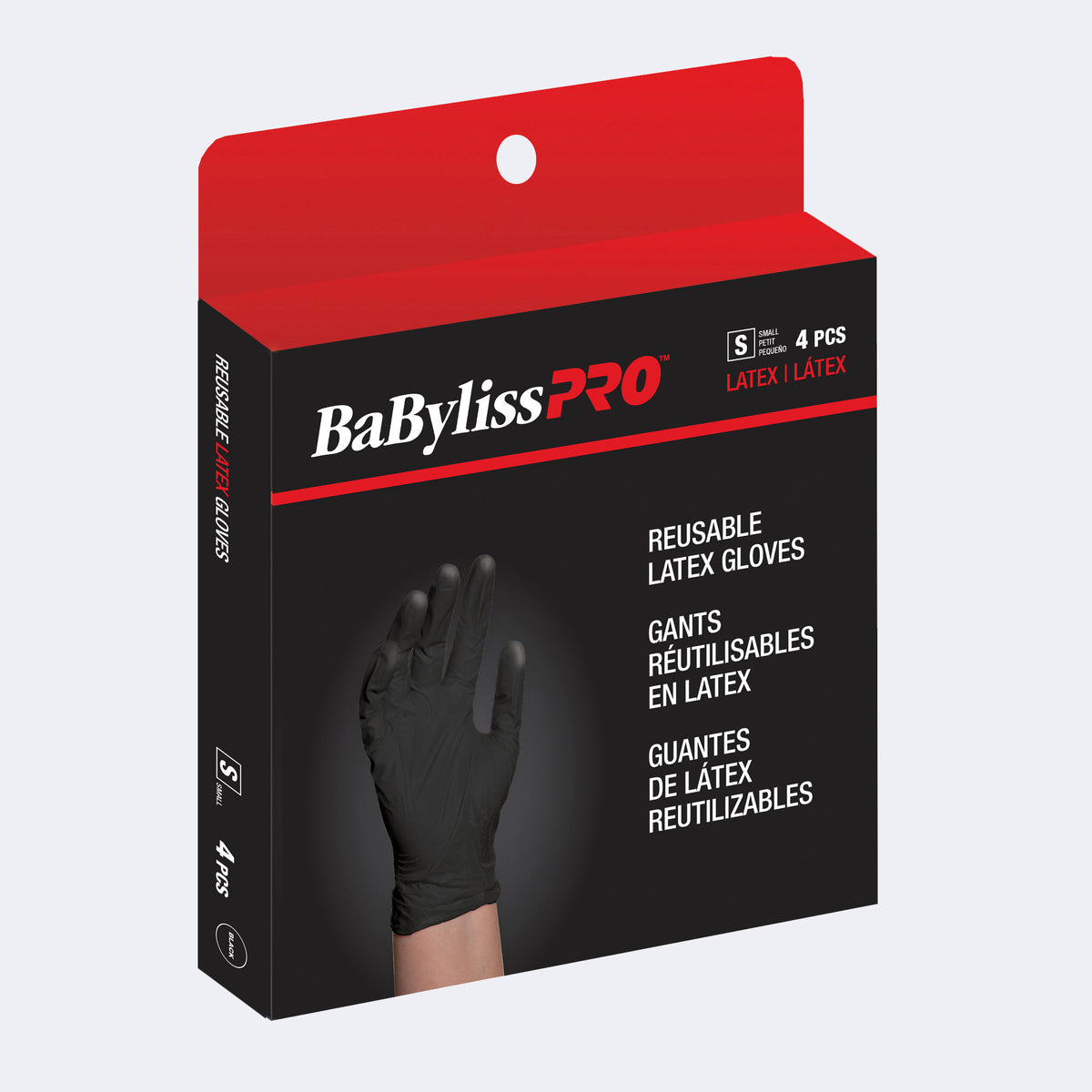 BaBylissPRO Reusable Black Latex Gloves – Powder-Free, Box of 4 – Small packaging