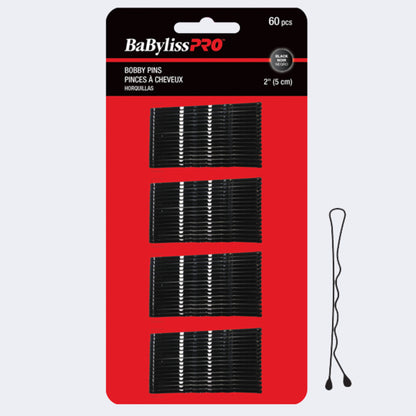 BaBylissPRO Crimped Bobby Pins – 60-Count Card for Kits and Students