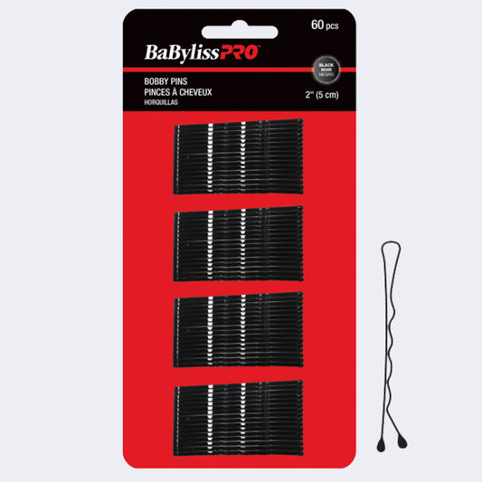 BaBylissPRO Crimped Bobby Pins – 60-Count Card for Kits and Students