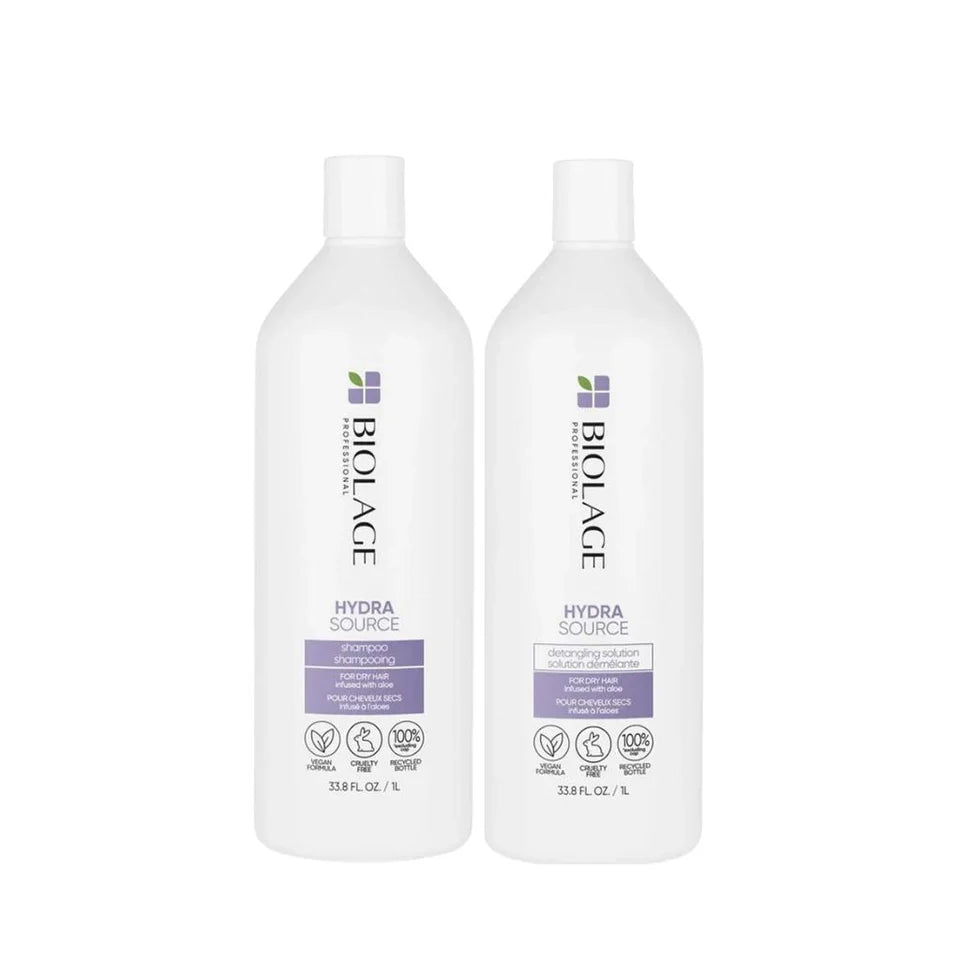 Biolage Hydra Source Shampoo & Detangling Solution Duo for Dry Hair, Paraben-Free