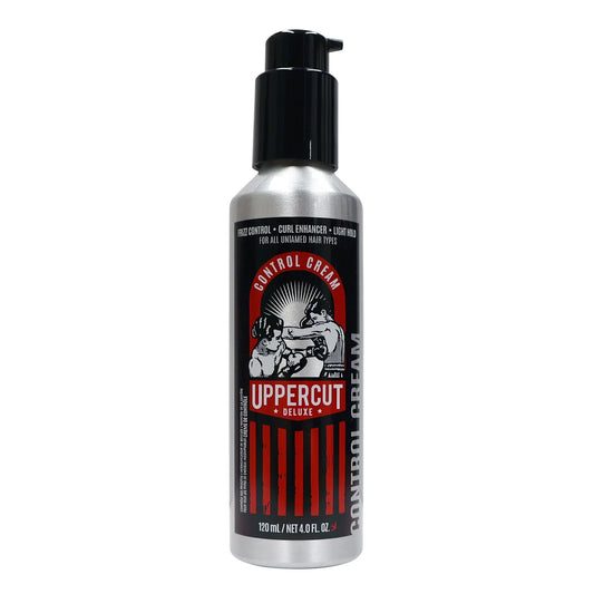 Uppercut Deluxe Control Cream 120 ml — silver 120 ml pump bottle, front label with the boxer graphic, plain white background